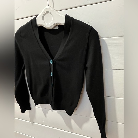 Urban Outfitters Black Cropped Cardigan – Turquoise Buttons, Size S - Picture 6 of 8